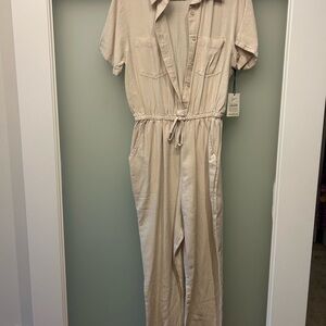 Japna Cream Button-Up Jumpsuit